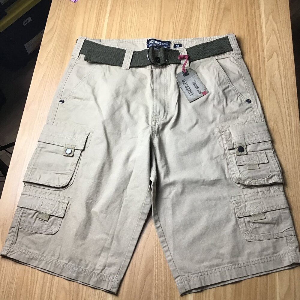 Lazer/co Men's Multi Pocket Utility Workwear Cargo Shorts for Outdoor size 33
